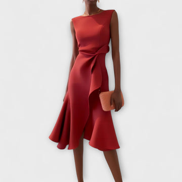 Sheila™ | Draped Asymmetric Midi Gown