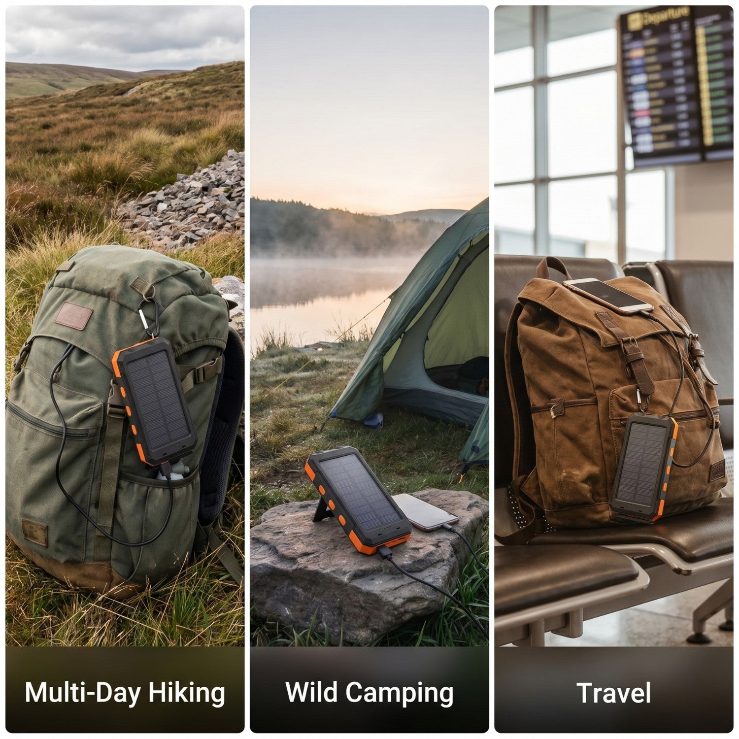 20,000mAh Solar Power Bank – Portable USB Charger for Hiking & Camping