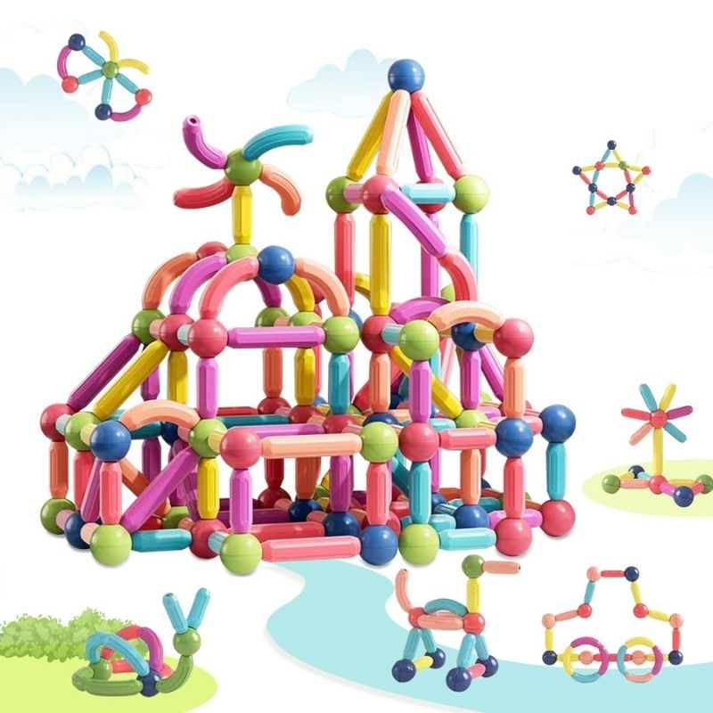 Magnetic Building Blocks for 2D and 3D Play, Ages 3+