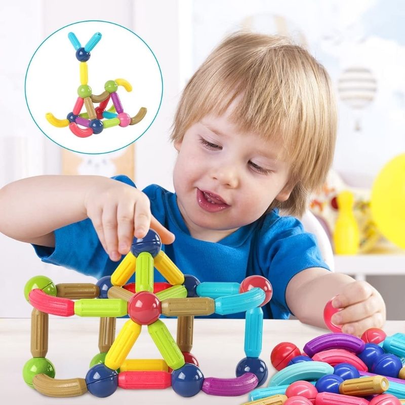 Magnetic Building Blocks for 2D and 3D Play, Ages 3+