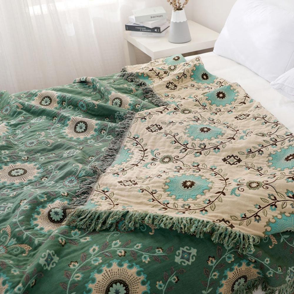 Plaid rétro Mandala réversible pour décoration intérieure chaleureuse