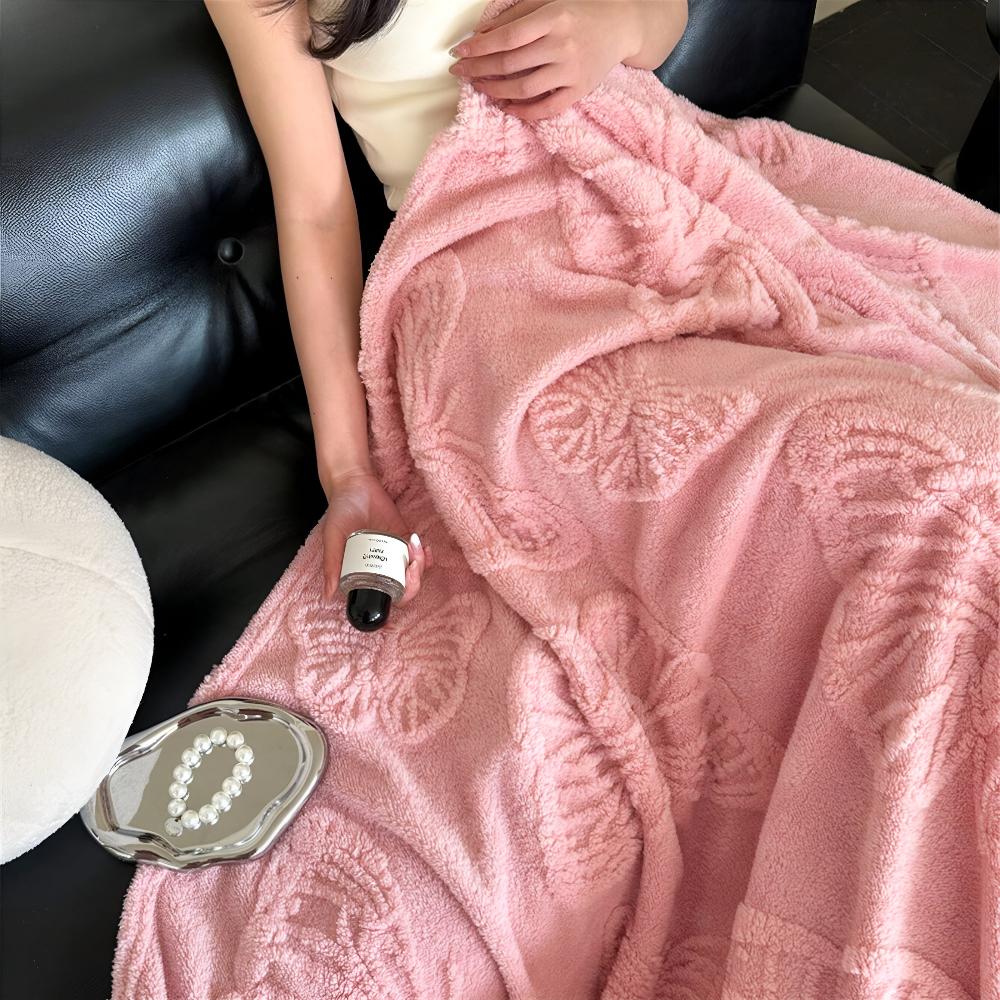 Soft Butterfly Jacquard Flannel Throw Blanket for Cozy Home Decor