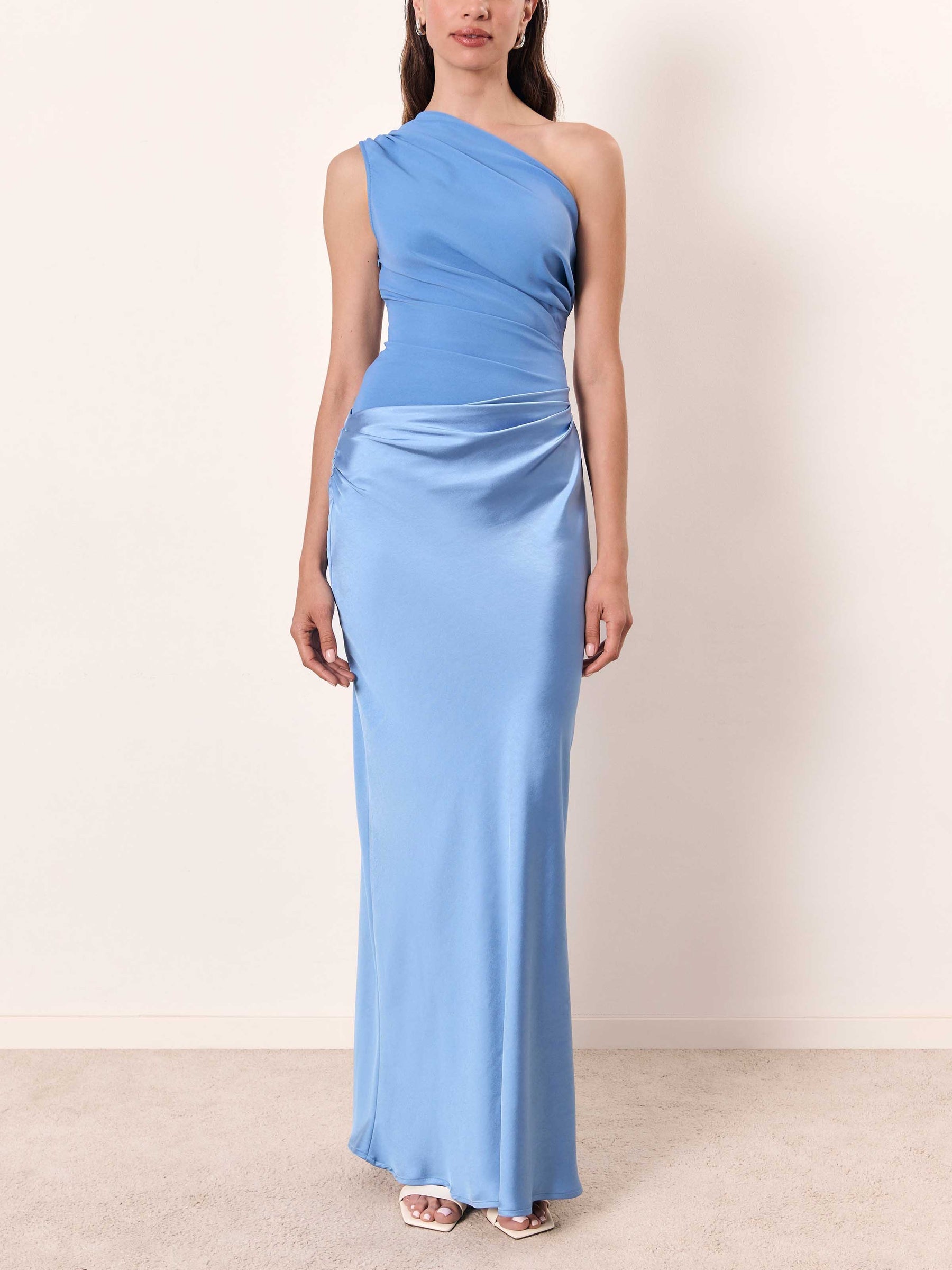 Anita™ | Refined One Shoulder Neck Pleated Party Maxi Dress