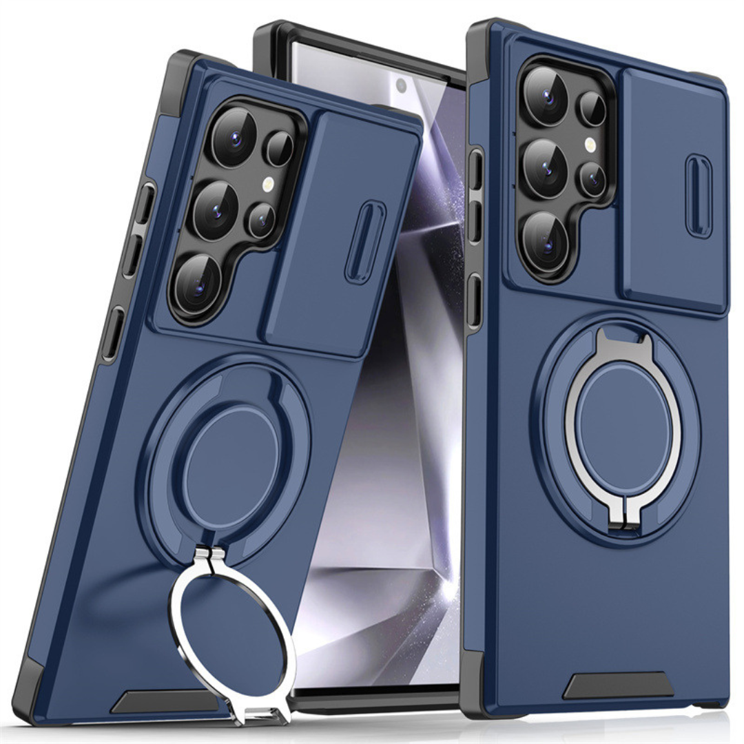 Magnetisch beschermhoesje voor telefoon - camerabescherming en ringstandaard