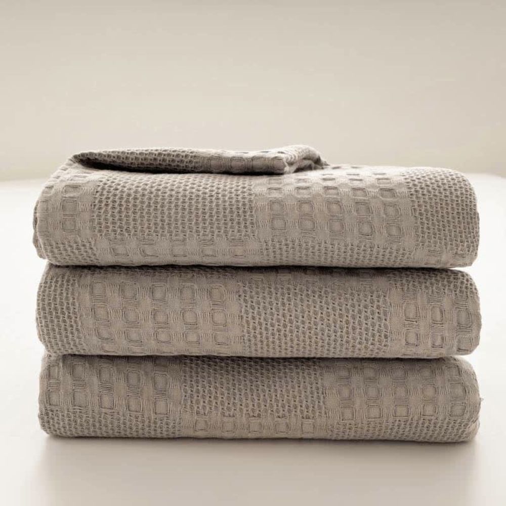 Cozy Blush Waffle Checkered Throw Blanket for Home Decor