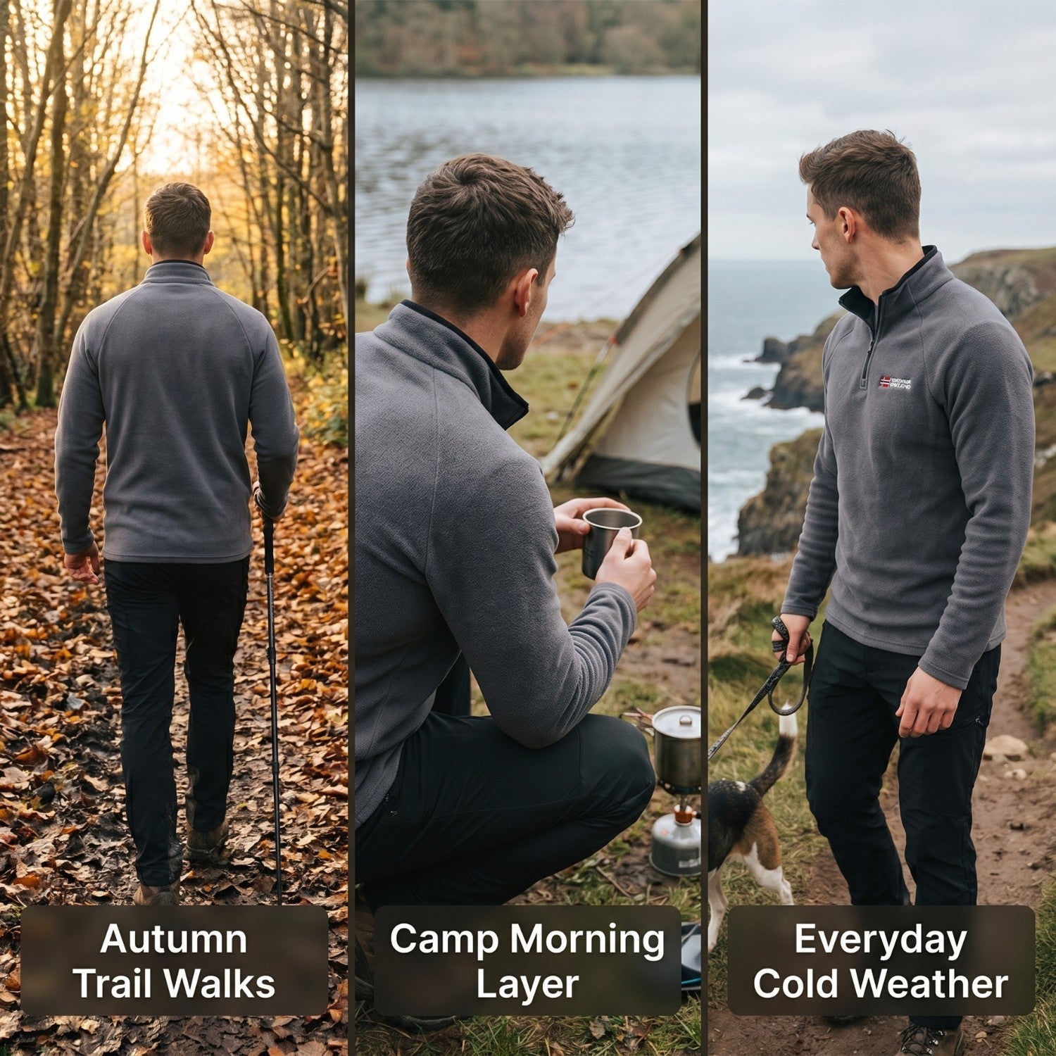 Men’s Quarter-Zip Fleece Pullover – Lightweight Hiking & Camping Mid-Layer