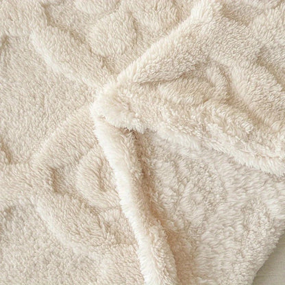Cozy Leaf Embroidery Fleece Blanket for Winter Warmth & Comfort