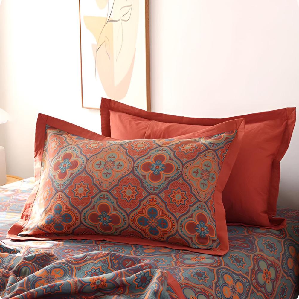 Couvre-lit réversible en coton avec broderie de fleurs pour literie