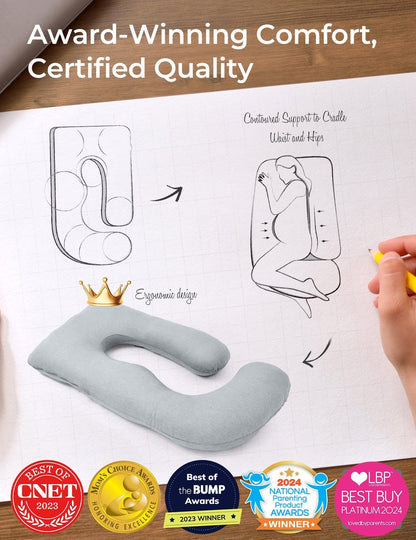 U Shaped Pregnancy Pillow for Comfort and Support - Cooling Fabric