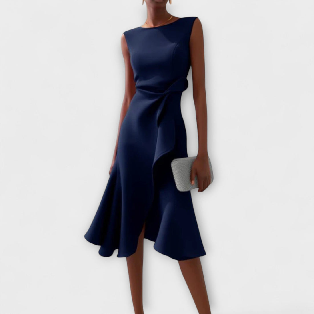 Sheila™ | Draped Asymmetric Midi Gown