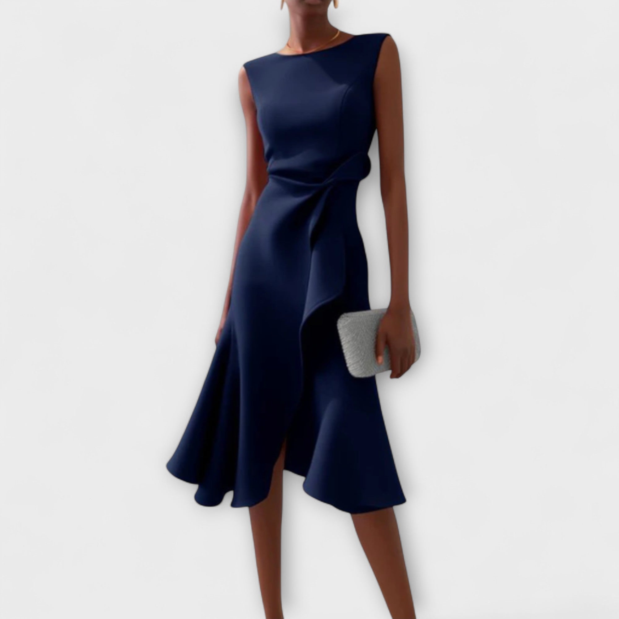 Sheila™ | Draped Asymmetric Midi Gown