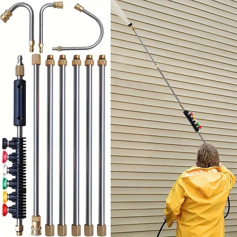 4000 PSI Telescoping Elevated Pressure Washer Wand Set for Gutter & Roof Drainage & Walls Cleaning