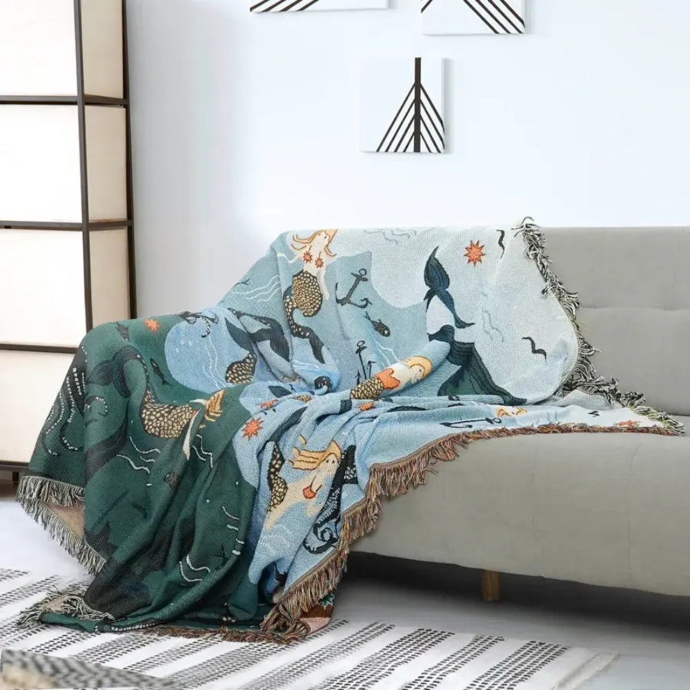 Mermaid Underwater Couch Cover - Waterproof Sofa Protector for Kids