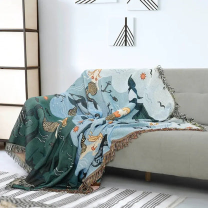 Mermaid Underwater Couch Cover - Waterproof Sofa Protector for Kids