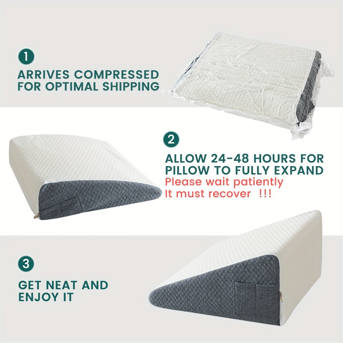 Wedge Pillow for Side Sleepers – Triangle Neck Support, Pregnancy Cushion, Bed Elevation, Soft Comfort