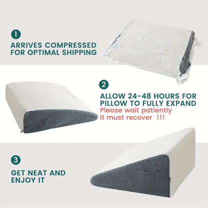 Wedge Pillow for Side Sleepers – Triangle Neck Support, Pregnancy Cushion, Bed Elevation, Soft Comfort