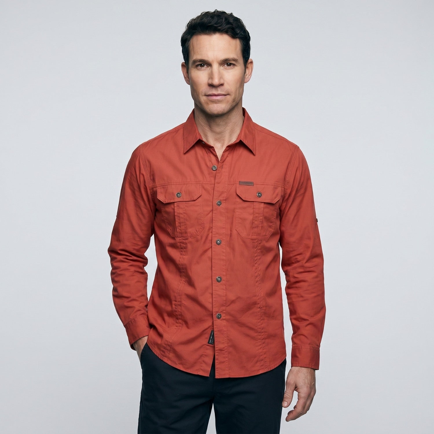 Men’s Lightweight Long-Sleeve Outdoor Shirt – Durable Cotton-Blend Top