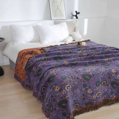 Soft Peacock Tassel Cotton Throw Blanket for Cozy Home Decor