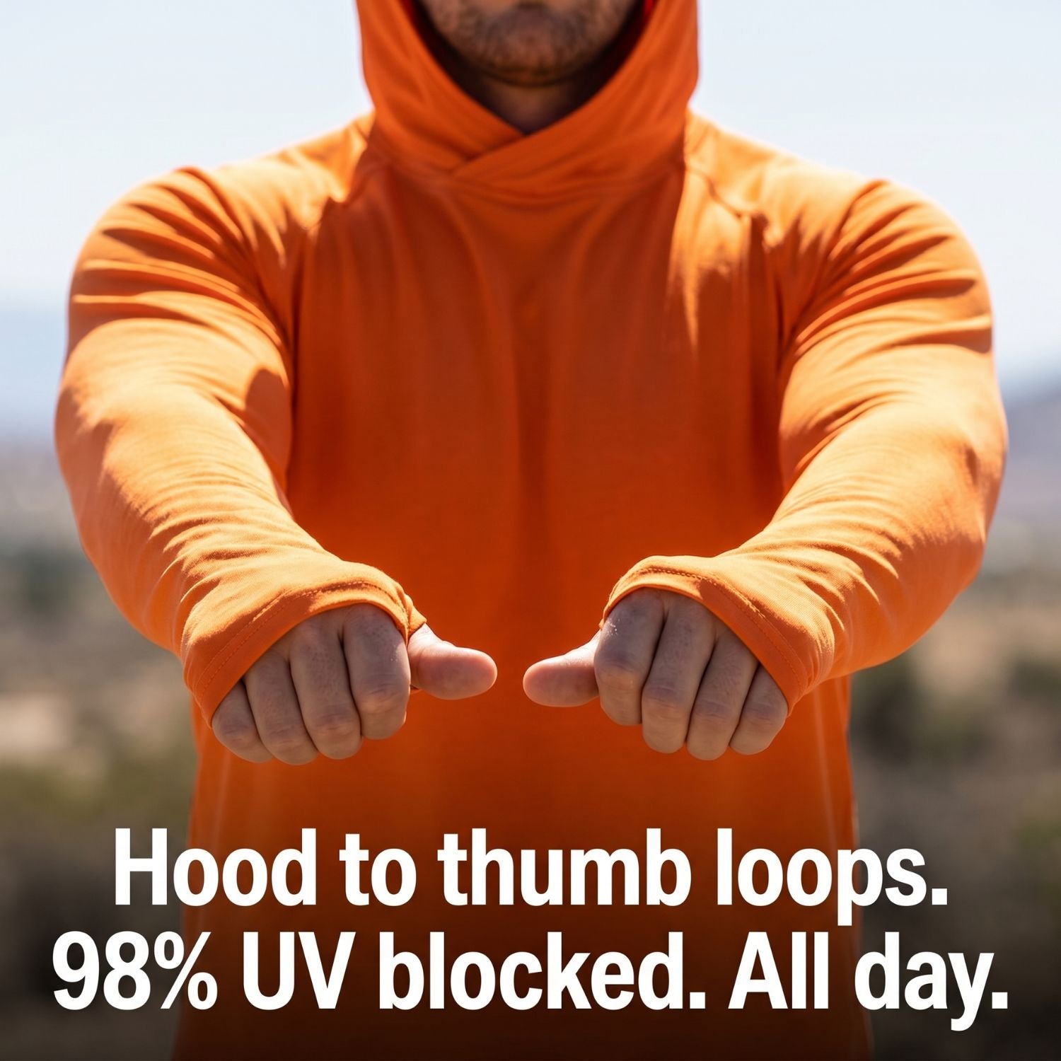 Men’s UPF 50+ Sun Hoodie – Quick-Dry Hiking & Fishing Top with Thumb Loops