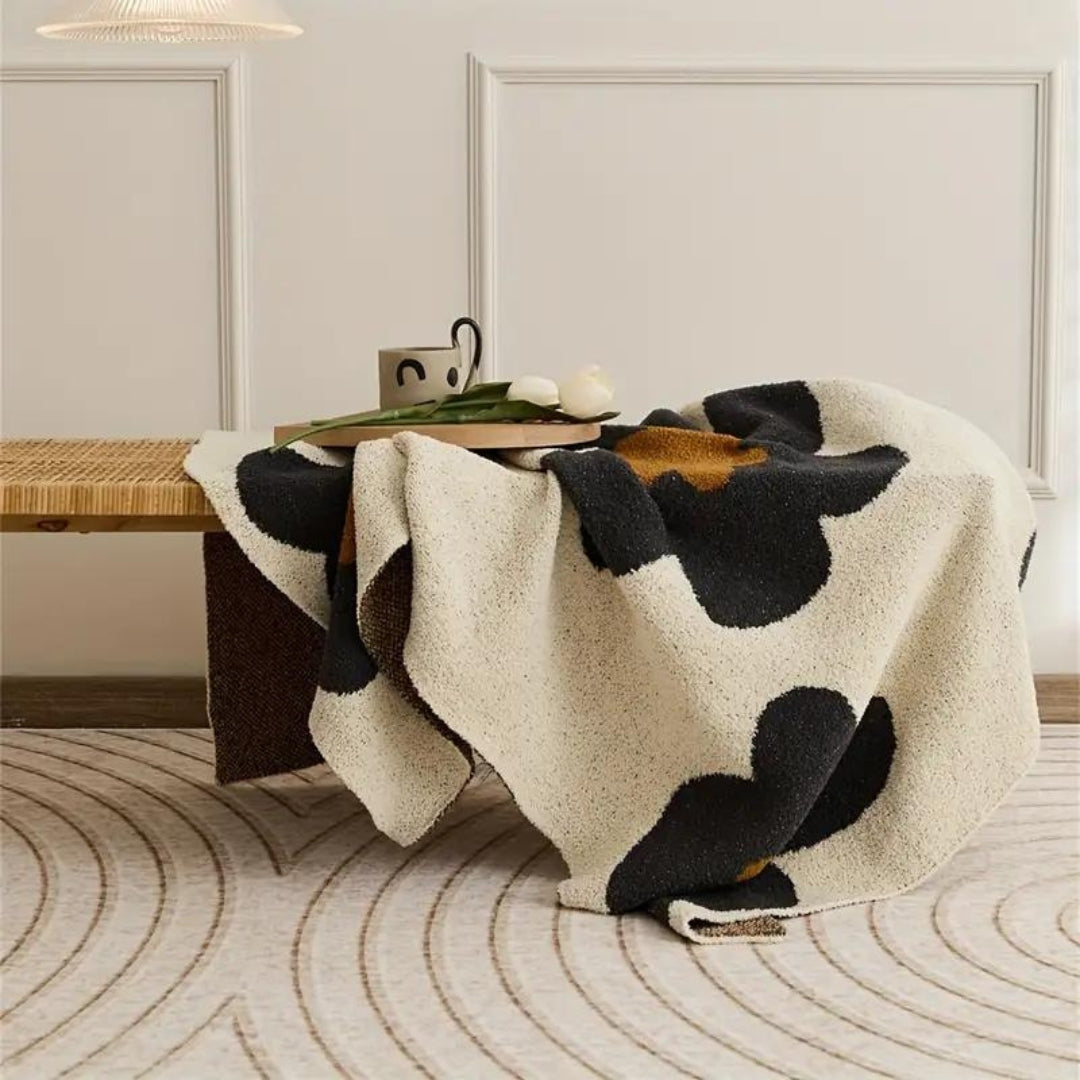 Floral Knit Blanket | Cozy Aurora Bloom Throw for Home Decor