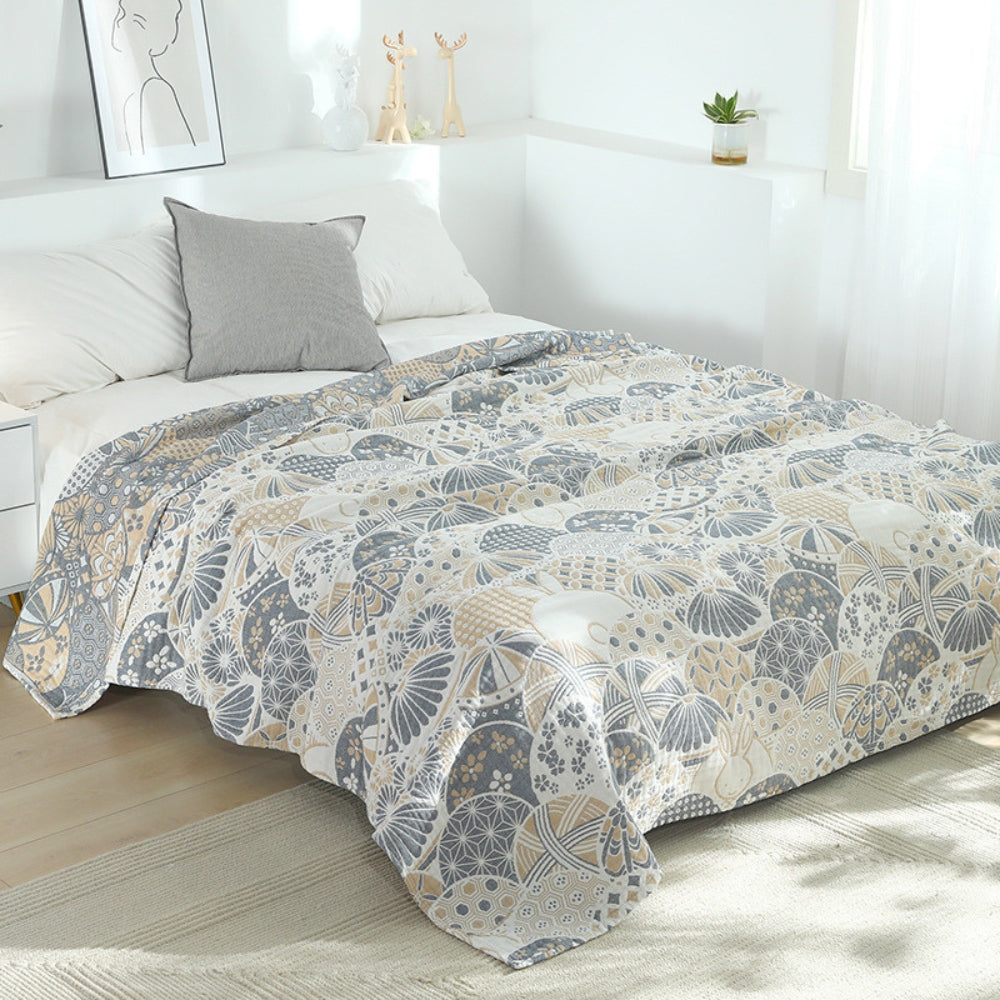 Cozy Four-Layer Cotton Throw Blanket for Home & Travel Comfort