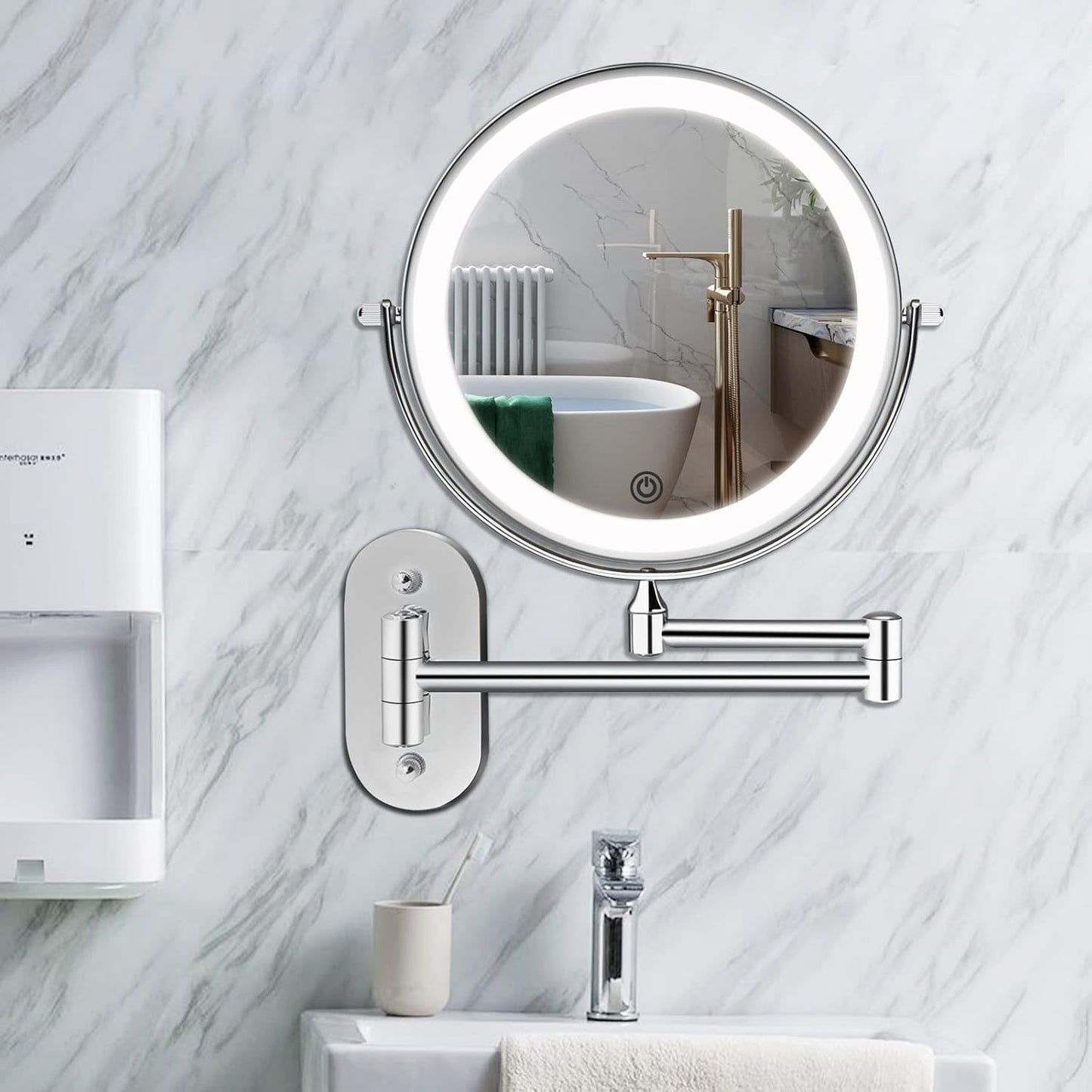Wall Mirror with LED Light and Magnification