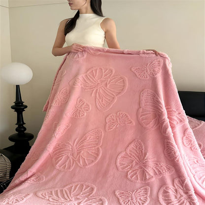 Soft Butterfly Jacquard Flannel Throw Blanket for Cozy Home Decor