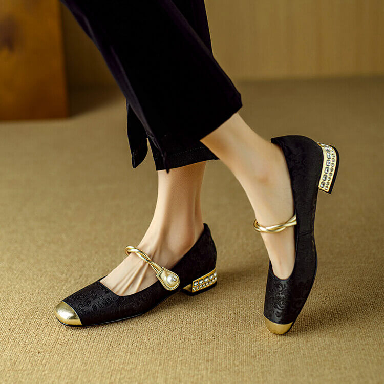 | Lianhua Women’s Embroidered Satin Flats