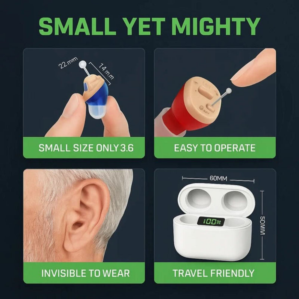 Rechargeable Hearing Amplifier Earbuds – AuraClar Discreet In-Ear Set