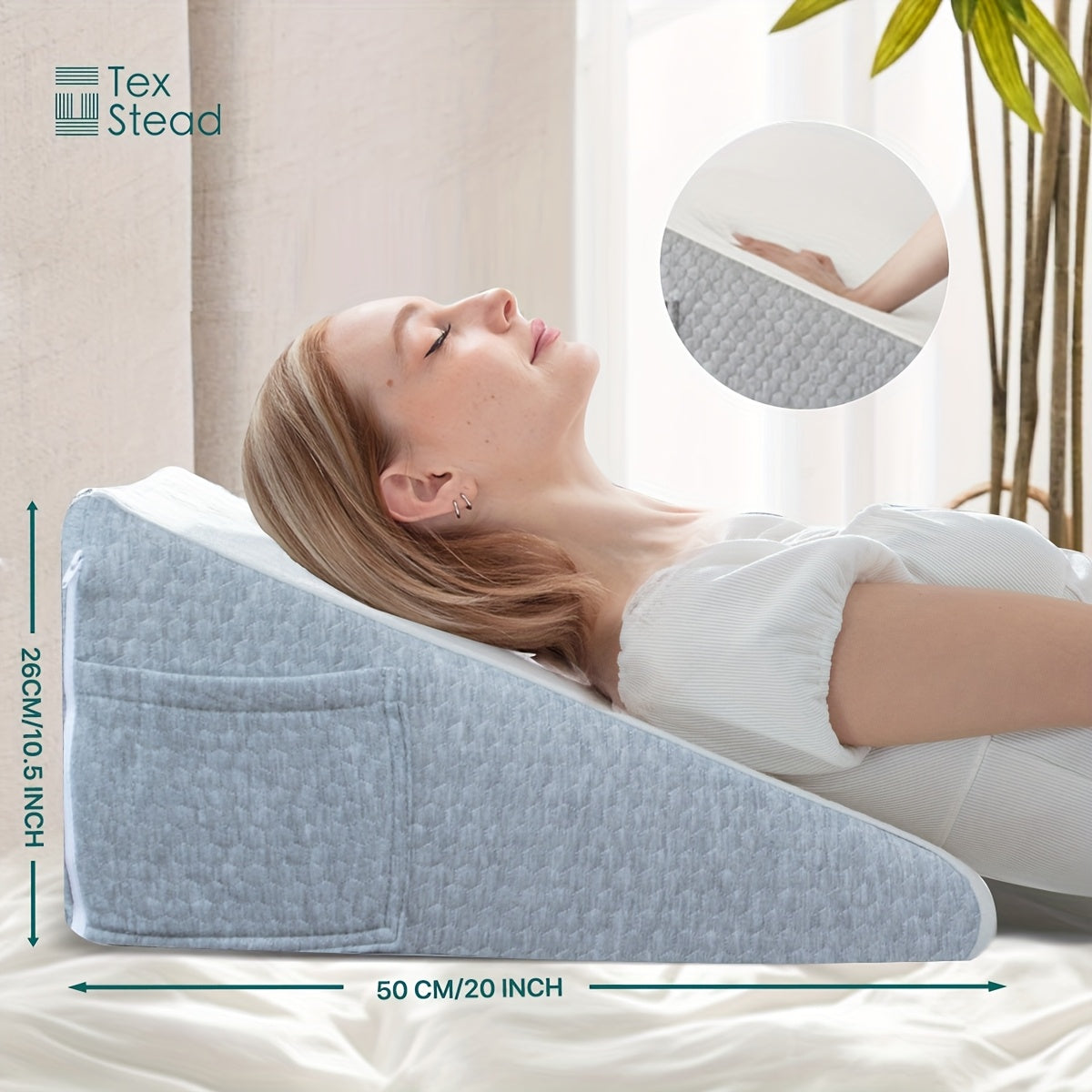 Wedge Pillow for Side Sleepers – Triangle Neck Support, Pregnancy Cushion, Bed Elevation, Soft Comfort