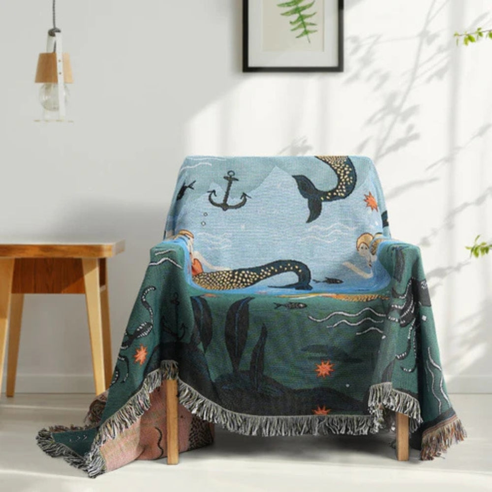 Mermaid Underwater Couch Cover - Waterproof Sofa Protector for Kids