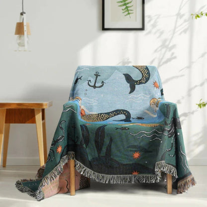 Mermaid Underwater Couch Cover - Waterproof Sofa Protector for Kids