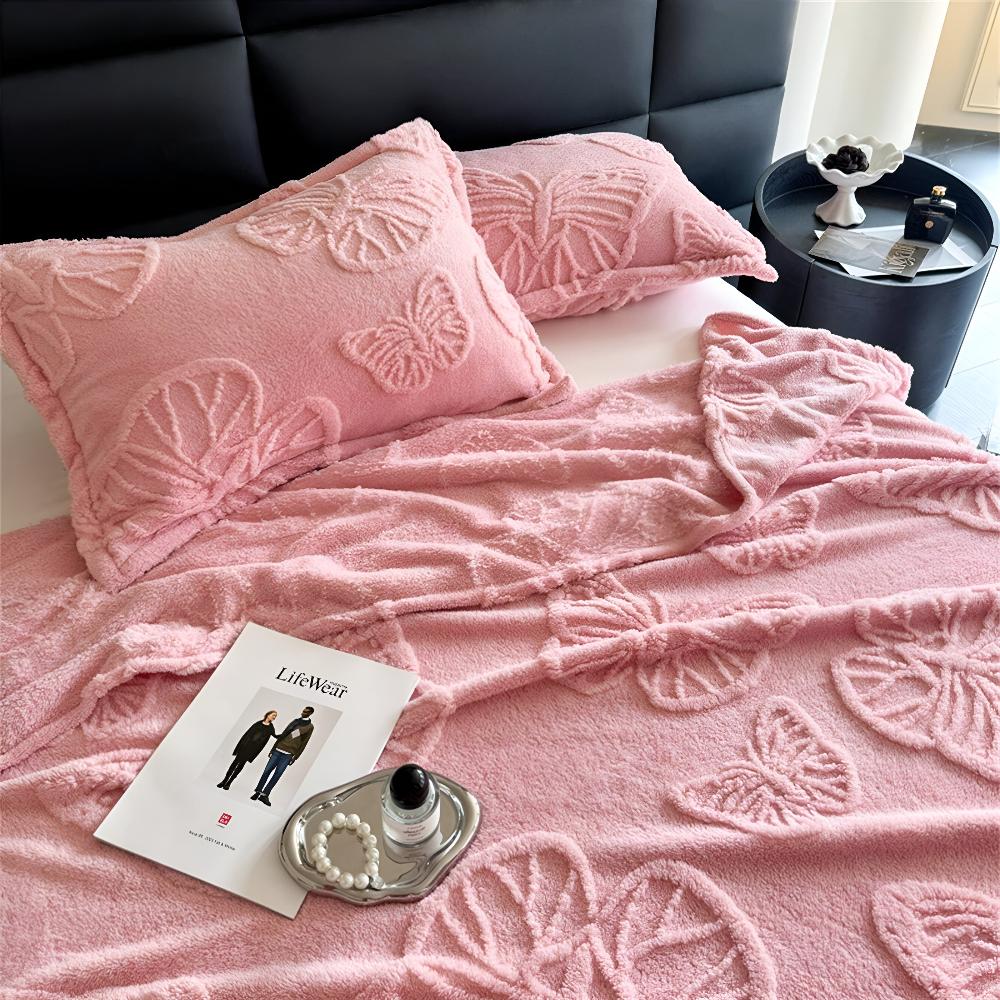Soft Butterfly Jacquard Flannel Throw Blanket for Cozy Home Decor