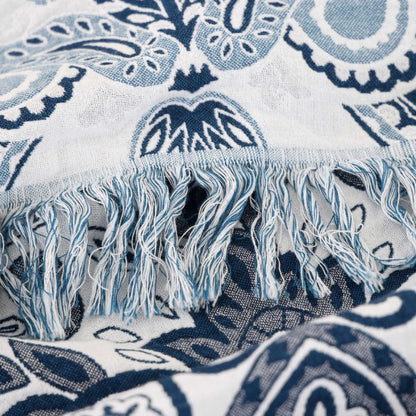 Soft Cotton Paisley Blanket with Tassels - Cozy Throw for Home Decor