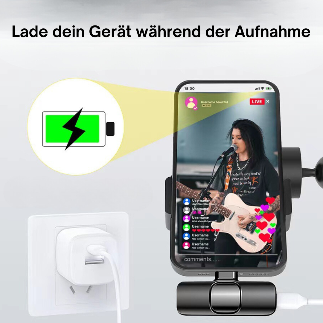 Draadloze clip-on-lavaliermicrofoon - ruisonderdrukkende minimicrofoon voor smartphones en laptops