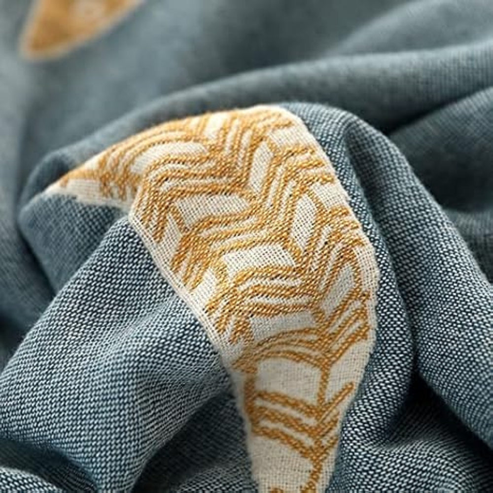 Reversible Cotton Gauze Blanket for Baby - Golden Fish Design