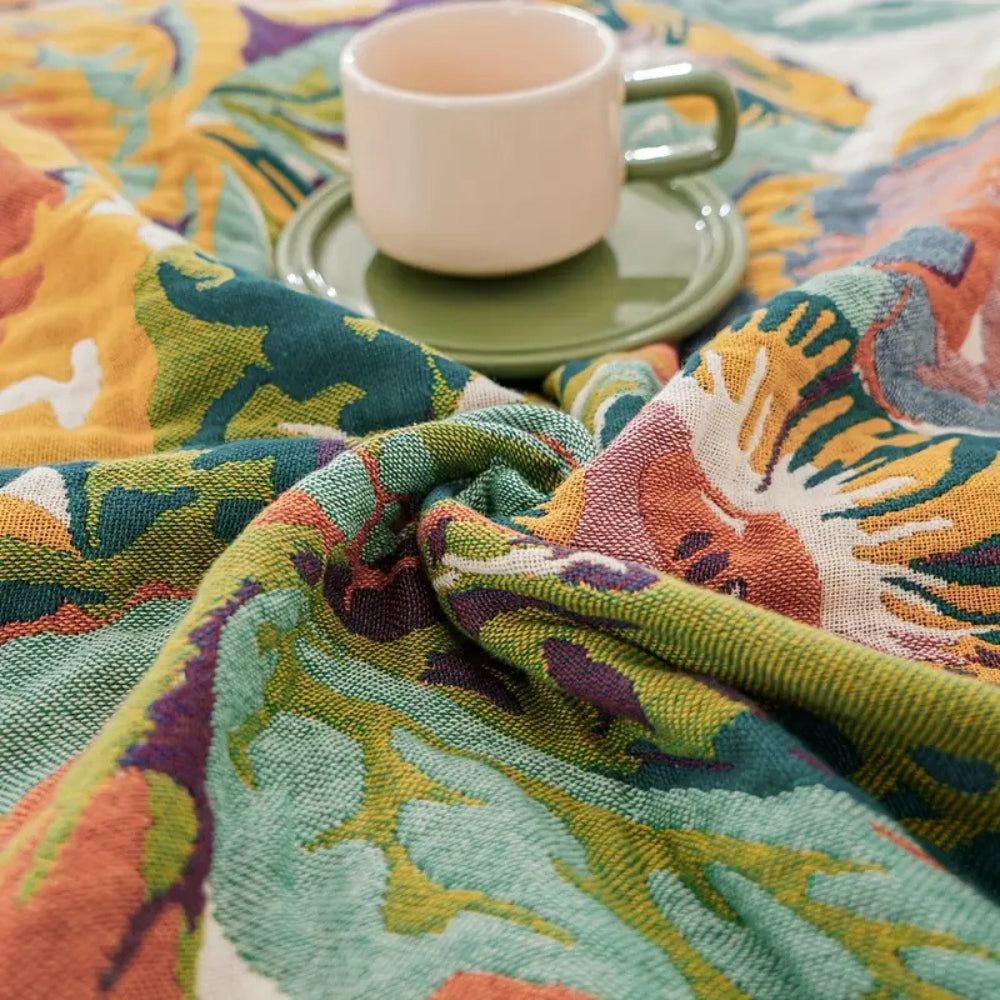 Cozy Sienna Floral Cotton Throw Blanket for Home Decor & Comfort
