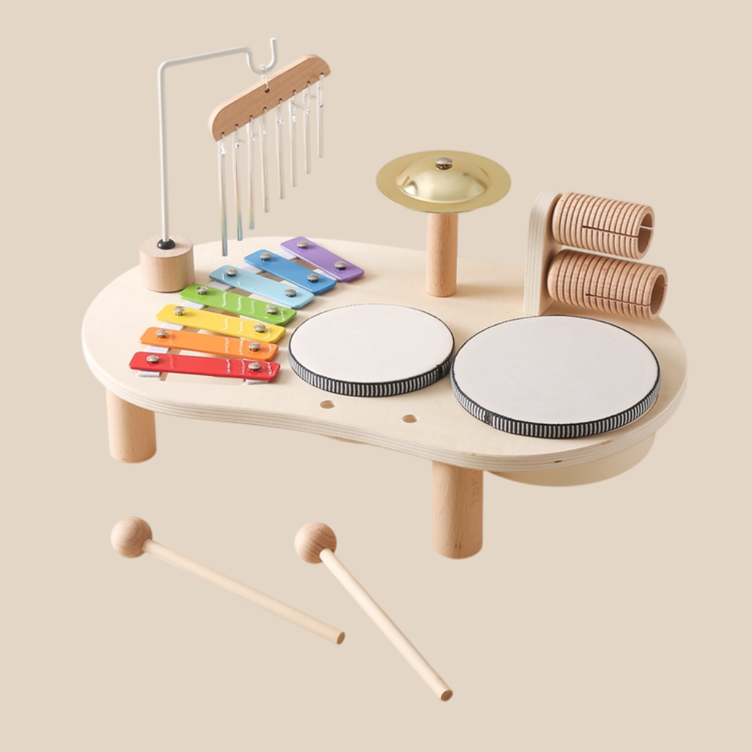 Wooden Musical Table with Xylophone, Drums and Cymbals, Ages 1+