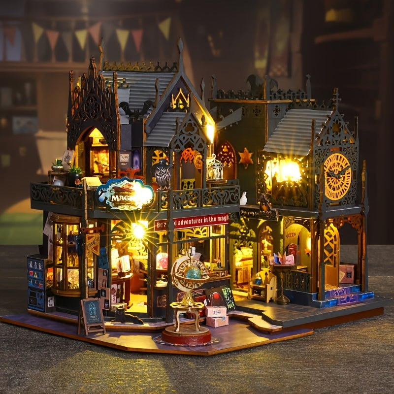 3D Wooden Book Nook | LED-Lit Miniature Bookend Scene