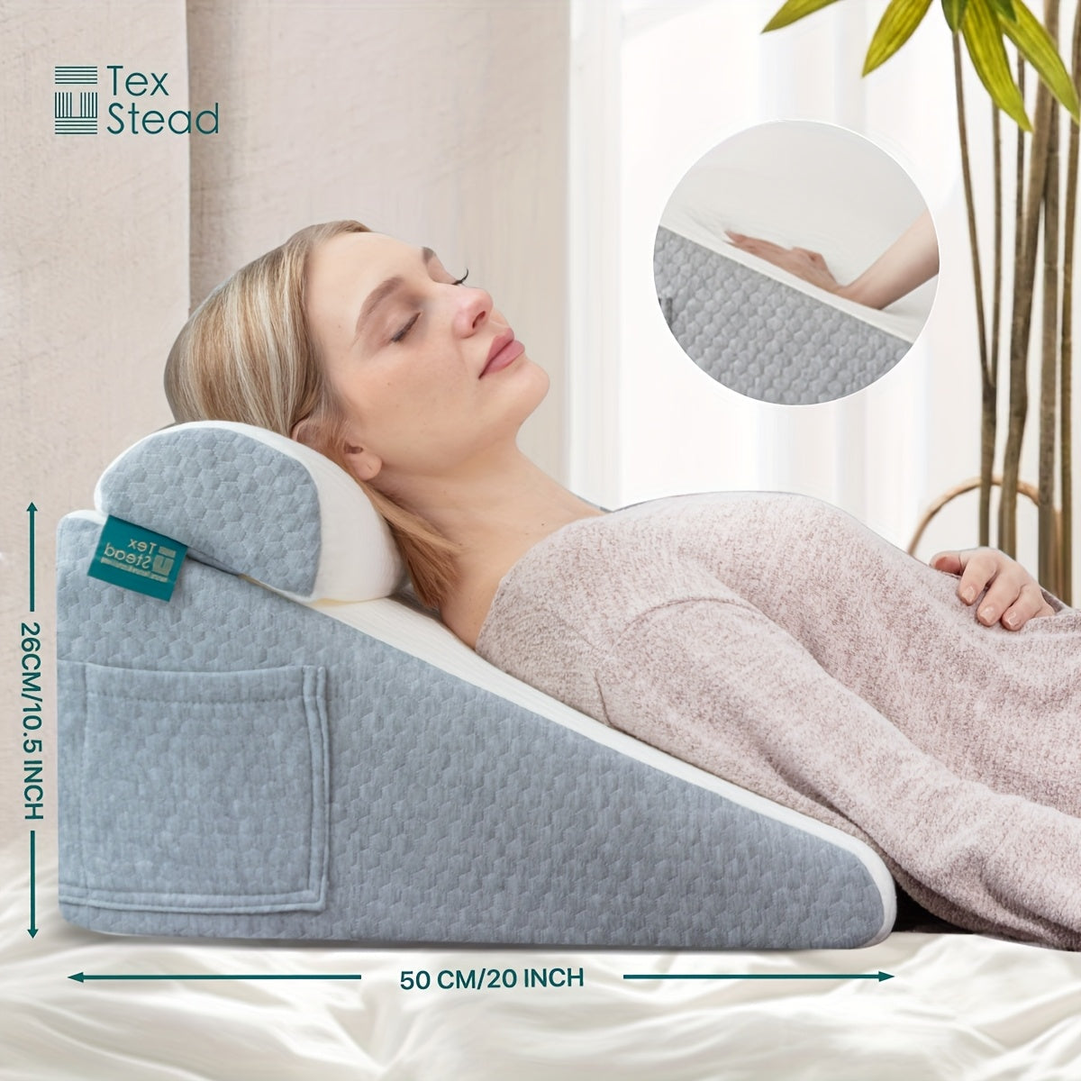 Wedge Pillow for Side Sleepers – Triangle Neck Support, Pregnancy Cushion, Bed Elevation, Soft Comfort