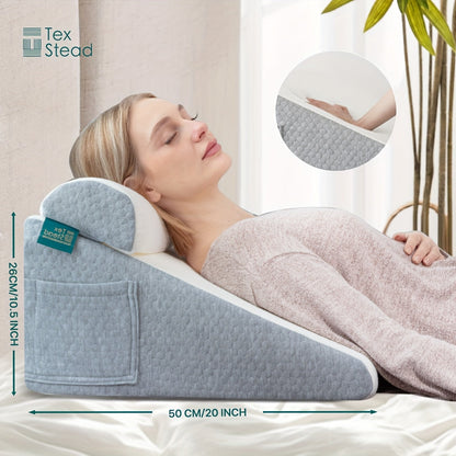 Wedge Pillow for Side Sleepers – Triangle Neck Support, Pregnancy Cushion, Bed Elevation, Soft Comfort