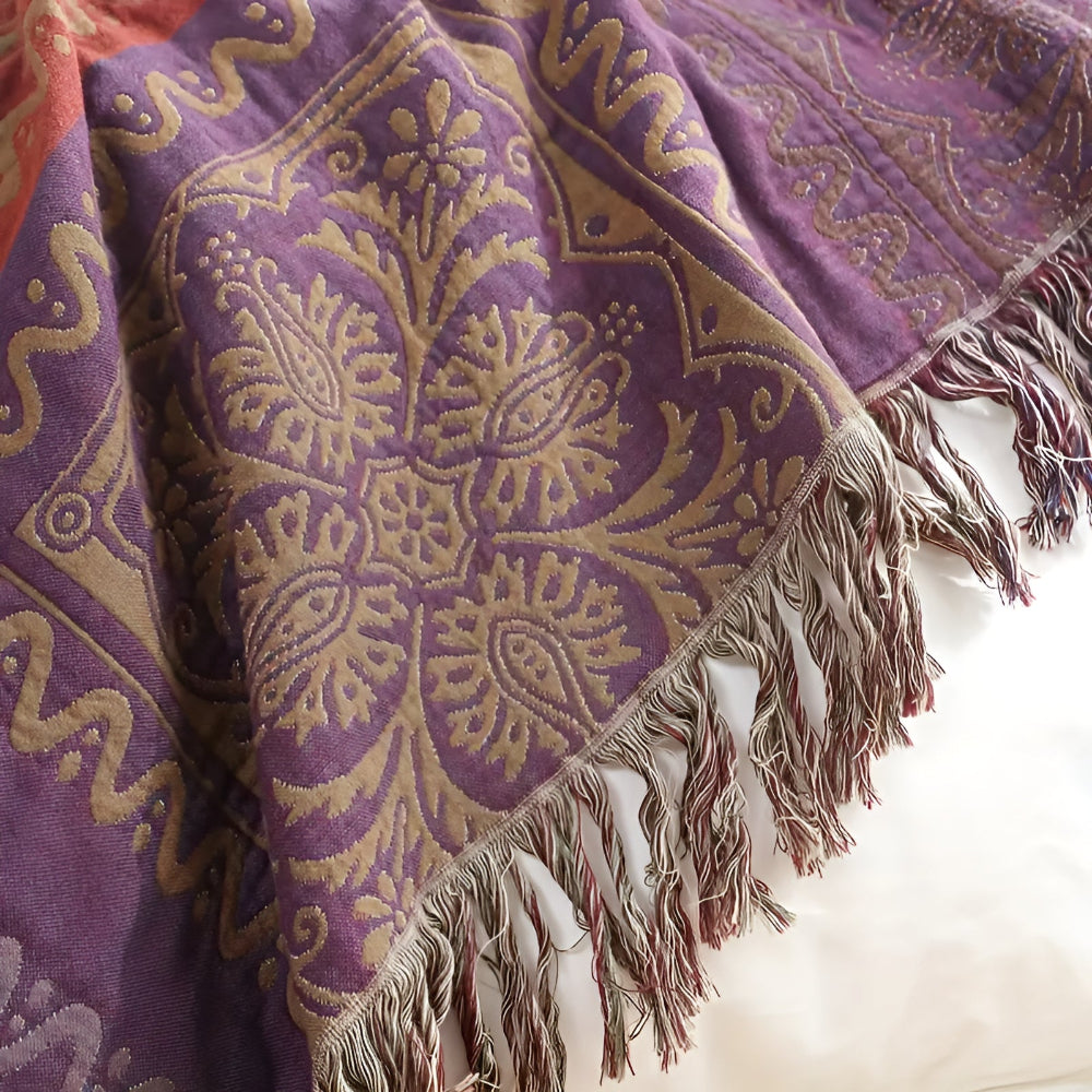 Boho Mandala Tassel Throw Blanket for Cozy Home Decor