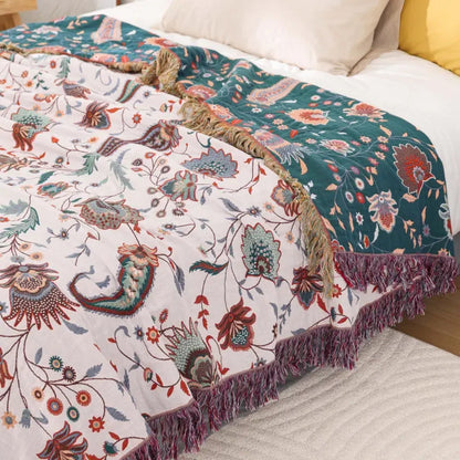 Reversible Vintage Soft Throw Blanket for Cozy Home Decor