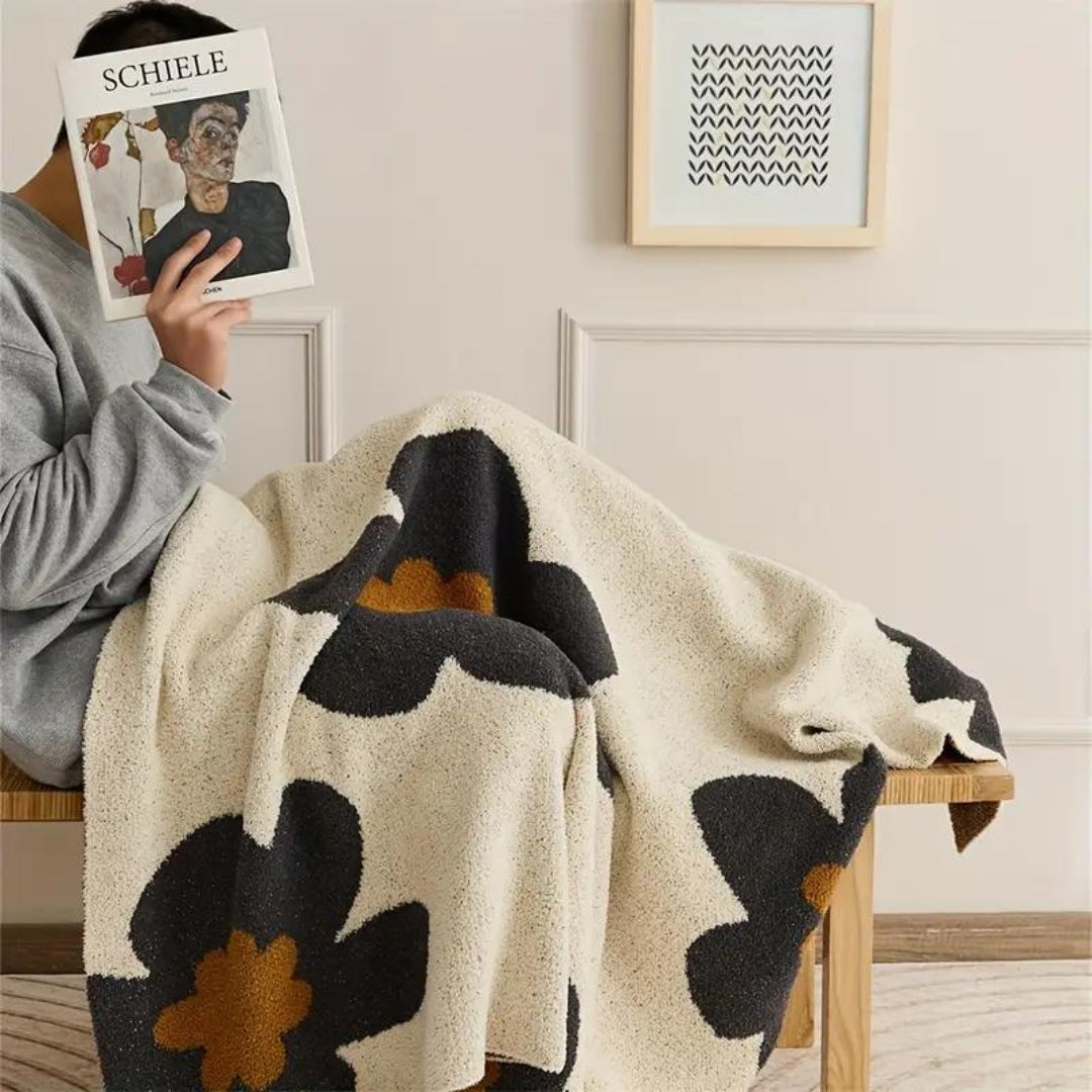 Floral Knit Blanket | Cozy Aurora Bloom Throw for Home Decor