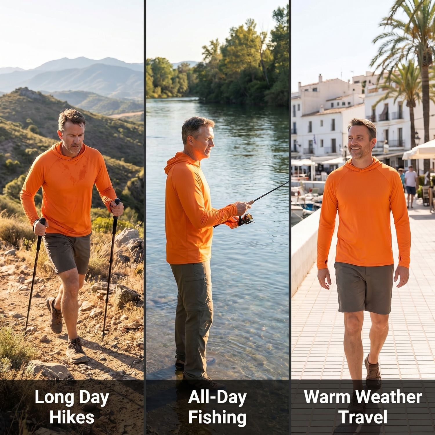Men’s UPF 50+ Sun Hoodie – Quick-Dry Hiking & Fishing Top with Thumb Loops