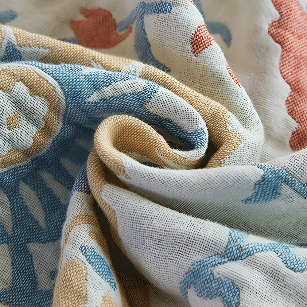 Reversible Floral Cotton Blanket - Cozy Rustic Throw for Home Decor