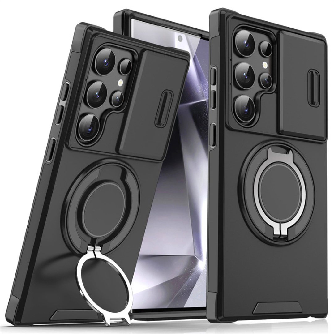 Magnetisch beschermhoesje voor telefoon - camerabescherming en ringstandaard