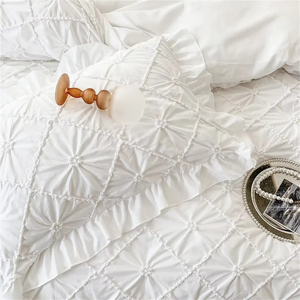 Belle Cotton Plush Ruffle Bed Set | 4-Piece Bedding Set for Cozy Comfort
