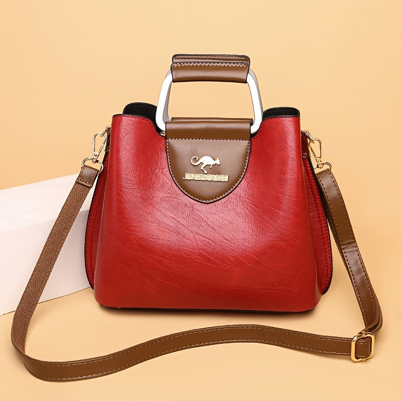 Designer Leather Handbag | Two-Tone Black Brown Timeless