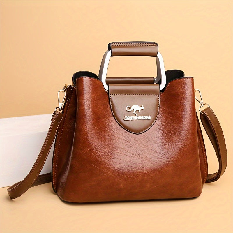 Designer Leather Handbag | Two-Tone Black Brown Timeless